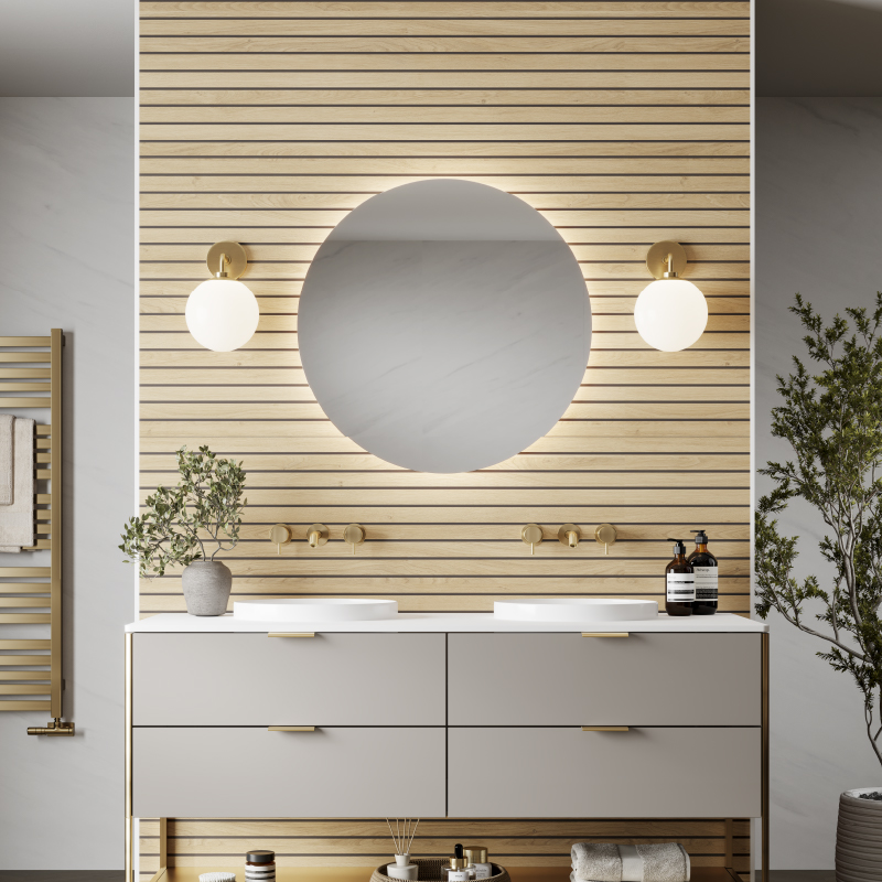 Horizontal wood slat panel