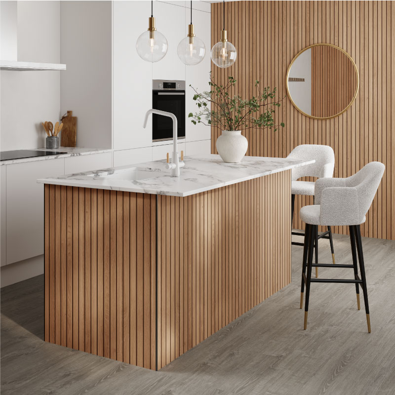 Slat panels in the kitchen