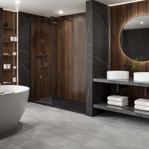 Dark wood panelling