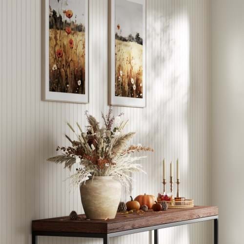 Alpine white woodslat wall panels in a hallway